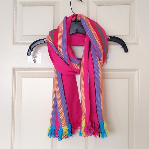 NWOT. Handmade by weaving. Bright and colorful wrap/scarf with stripes. - Picture 5 of 5